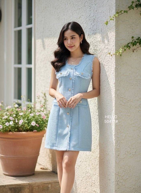 Tweed Sleeveless Short Dress
